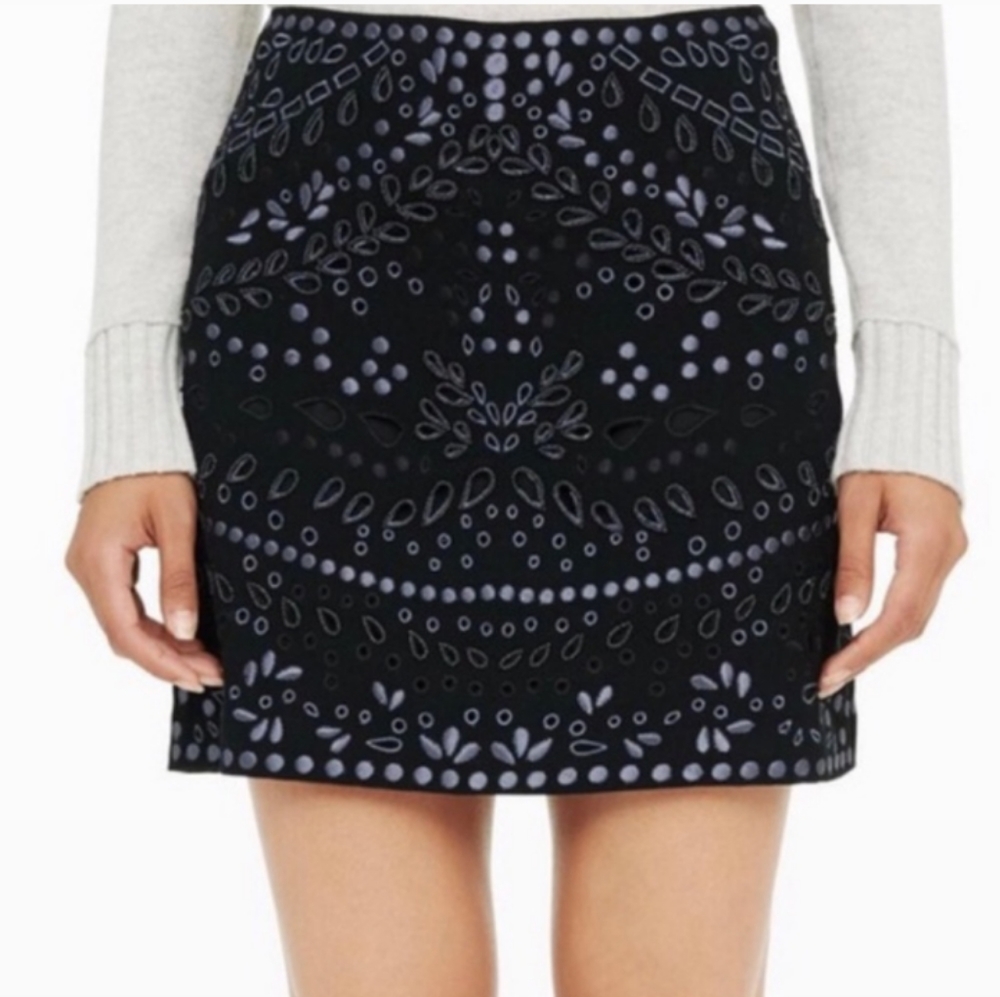 Club Monaco Beaded Embroidered Mini Skirt